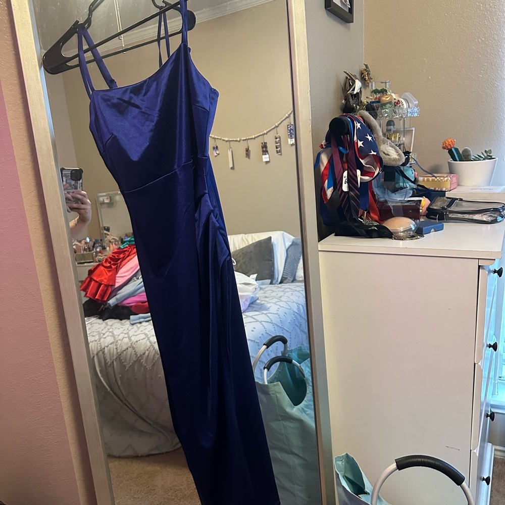 Inspired Hearts Strapless Royal Blue Dress